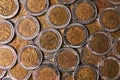 Azerbaijan currency qepik top view Royalty Free Stock Photo