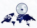 Azerbaijan detailed map highlighted on blue rounded World Map