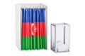 Azerbaijan election concept, ballot box and voting booths with f