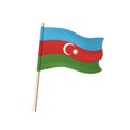 Azerbaijan flag crescent and star, blue, red, and green stripes Royalty Free Stock Photo