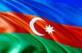 Azerbaijan flag. 3D Waving flag design. The national symbol of Azerbaijan, 3D rendering. National colors and National CIS flag of