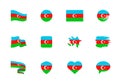 Azerbaijan flag - flat collection. Flags of different shaped twelve flat icons
