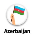 Azerbaijan flag in hand, round icon Royalty Free Stock Photo