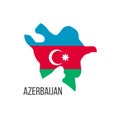 Azerbaijan flag map. The flag of the country in the form of borders. Stock vector illustration isolated on white background Royalty Free Stock Photo