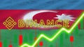 Azerbaijan Flag with Neon Light Effect Binance Coin Logo Radial Blur Effect Fabric 3D Illustration