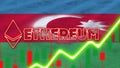 Azerbaijan Flag with Neon Light Effect Ethereum Coin Logo Radial Blur Effect Fabric 3D Illustration