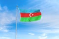 Azerbaijan flag over blue sky background