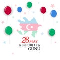 Azerbaijan holiday. 28 May Respublika gunu. Translation: 28th May Republic day of Azerbaijan. Card, banner, poster, background des Royalty Free Stock Photo