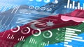 Azerbaijan informational analysis reports and financial data, infographics display with flag