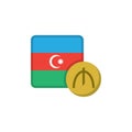 Azerbaijan manat and flag flat icon Royalty Free Stock Photo