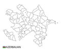 Azerbaijan map, black and white detailed outline regions of the country