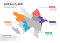 Azerbaijan map infographics vector template with regions and pointer marks