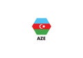 Azerbaijan national flag hexagon