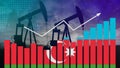 Azerbaijan oil industry concept. Economic crisis, increased prices, fuel default. Oil wells, stock market, exchange economy and
