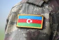 Azerbaijan patch flag on military uniform. Azerbaijan army. Azerbaijani troops