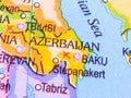 Azerbaijan represented on a colorful map of the world Royalty Free Stock Photo