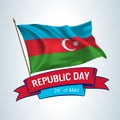Azerbaijan republic day greeting card, banner, square vector illustration