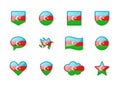 Azerbaijan - set of shiny flags of different shapes.