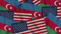 Azerbaijan and United States of America Realistic Texture Flags Together