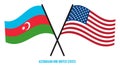 Azerbaijan and United States Flags Crossed Flat Style. Official Proportion. Correct Colors