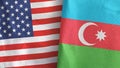 Azerbaijan and United States two flags textile cloth 3D rendering