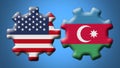Azerbaijan and USA United States of America Wheel Gears Flags Ã¢â¬â 3D Illustrations