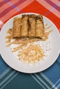 Azerbaijani eggplant roll with nuts