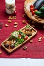 Azerbaijani eggplant roll with nuts with