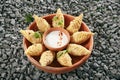 Azerbaijani Fried Dumplings Giurza with Minced lamb Meat also known as Gyoza