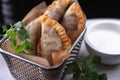 Azerbaijani fried lamb meat dumplings Royalty Free Stock Photo