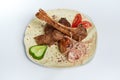 Azerbaijani Lamb kabab with onion studio shot