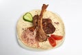 Azerbaijani Lamb kabab with onion studio shot