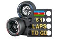 Azerbaijani racing, pit board with flag of Azerbaijan and racing wheels with different compounds type tyres. 3D rendering Royalty Free Stock Photo