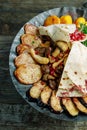 Azerbaijani saj with meat and vegetables