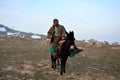 Azerbaijani shepherd on mule