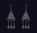 Azerbaijanian Antique jewelry black background earrings museum exhibit