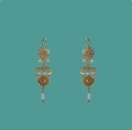 Azerbaijanian Antique jewelry turquoise background earrings museum exhibit