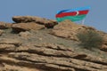 Azerbaijanian Flg in rocky Mountain Landscape