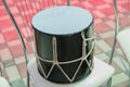 Azeri traditional drum nagara on black .Drum on the chair Royalty Free Stock Photo