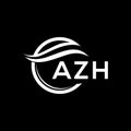 AZH letter logo design on black background. AZH creative circle letter logo concept. AZH letter design Royalty Free Stock Photo