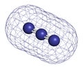 Azide anion, chemical structure. Azide salts are used in detonators and as propellants. 3D rendering. Atoms are represented as Royalty Free Stock Photo