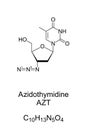 Azidothymidine AZT, also Zidovudine ZDV, chemical formula