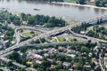 ÃÂazienkowski Bridge in Warsaw - aerial view