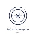 Azimuth compass icon from nautical outline collection. Thin line azimuth compass icon isolated on white background