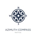 Azimuth compass icon. Trendy flat vector Azimuth compass icon on