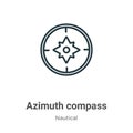 Azimuth compass outline vector icon. Thin line black azimuth compass icon, flat vector simple element illustration from editable