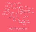 Azithromycin antibiotic drug macrolide class molecule. Skeletal formula. Royalty Free Stock Photo