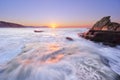 Azkorri beach at sunset Royalty Free Stock Photo