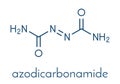 Azodicarbonamide food additive molecule. Used in bread production as flour improving agent and as blowing agent in the production.