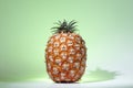 Azorean Pineapple on a green background. Fresh ripe tropical fruit. Pineapple (Ananas) fruit from Azores.